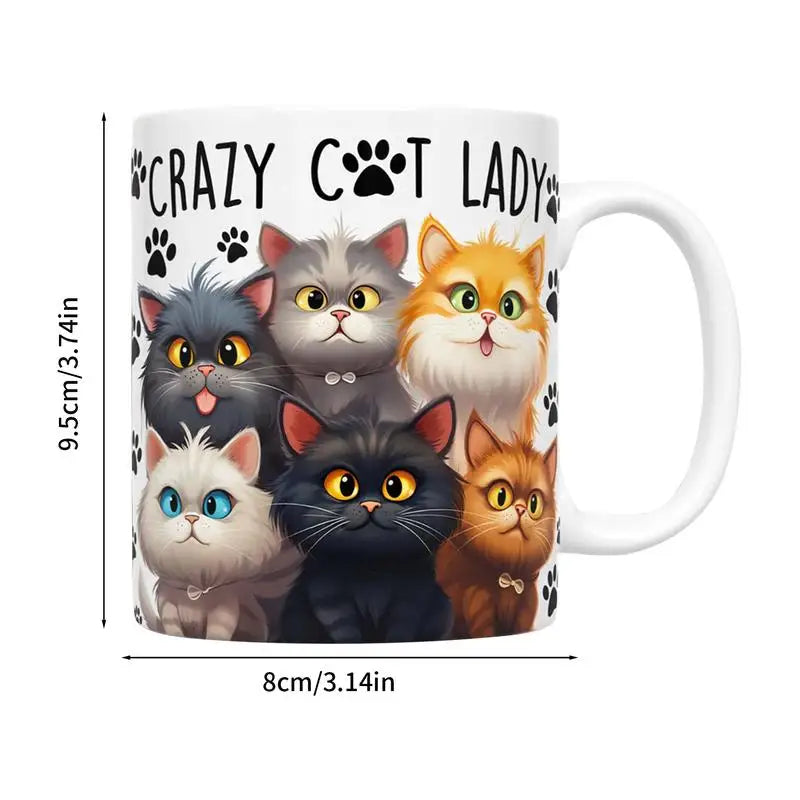 Cat Cup Cartoon Cat Lady Ceramic Coffee Mug 11oz Funny Cup With Handle Drinkware Home Decoration Table Centerpieces For Cat