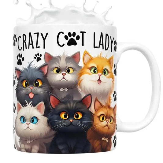 Cat Cup Cartoon Cat Lady Ceramic Coffee Mug 11oz Funny Cup With Handle Drinkware Home Decoration Table Centerpieces For Cat