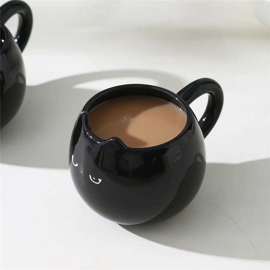 Tasses à café  forme de chat en céramique noir, 380ml/13oz coffee and drinking cup