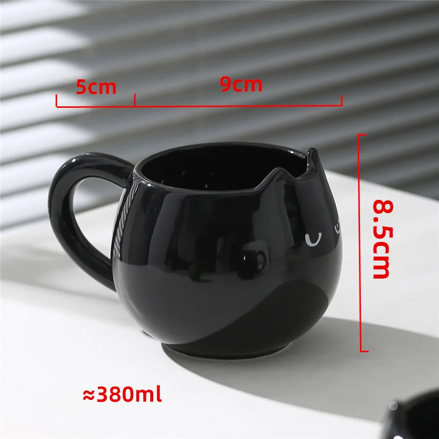 Tasses à café  forme de chat en céramique noir, 380ml/13oz coffee and drinking cup